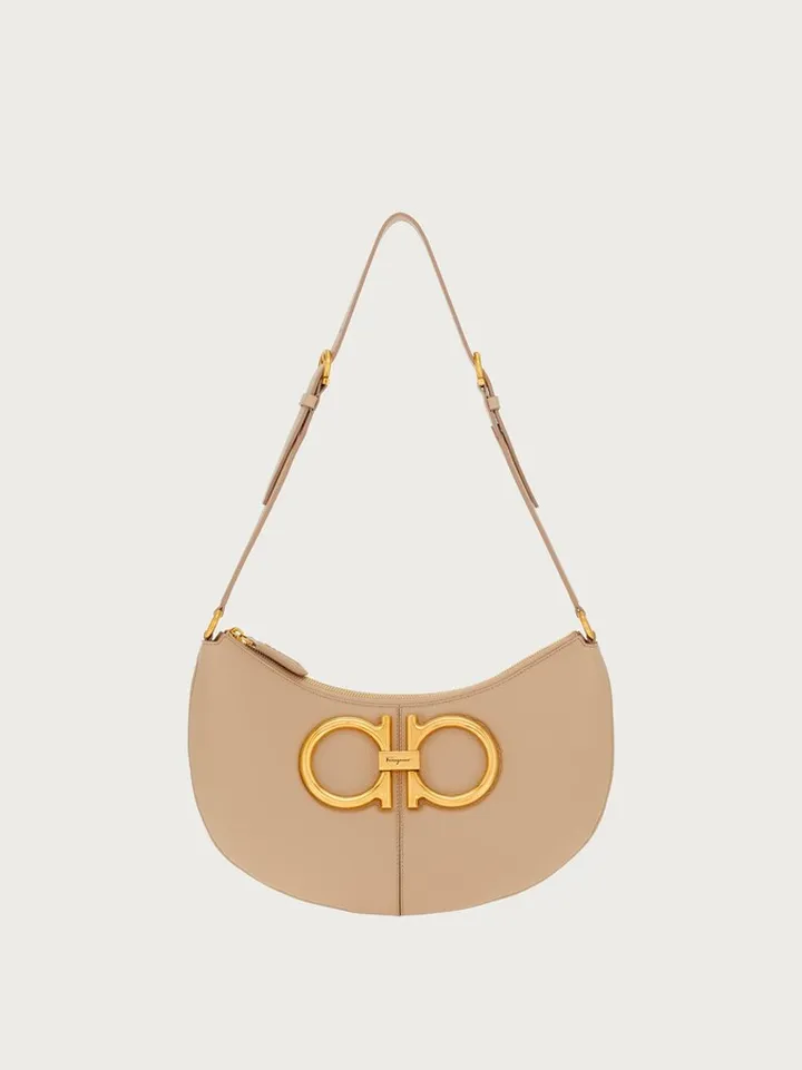 Ferragamo Women Maxi Gancio shoulder bag Beige