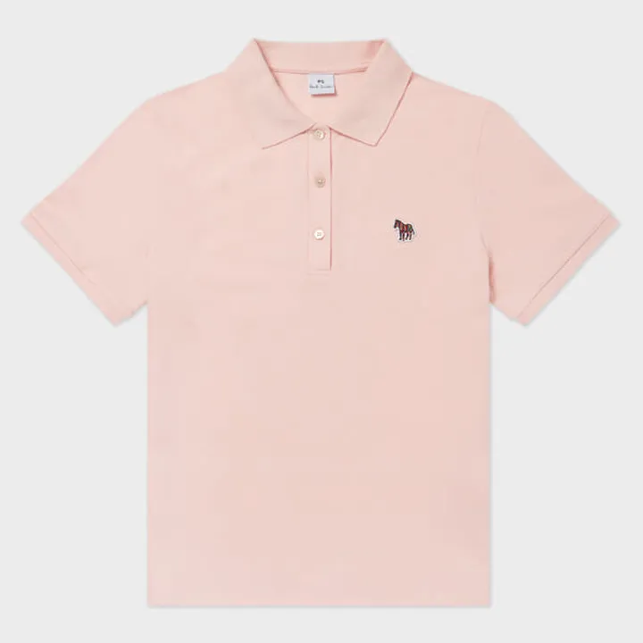 Women's Light Pink Zebra Logo Polo Shirt