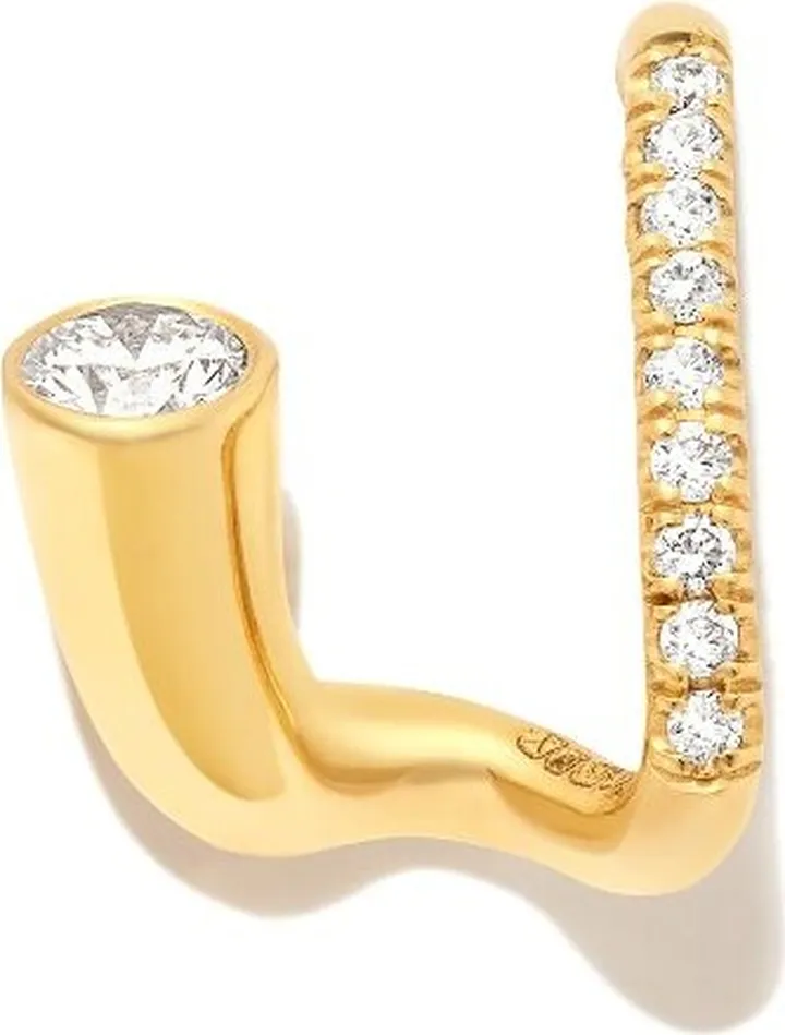 18K Yellow Gold Peak Diamond Earring