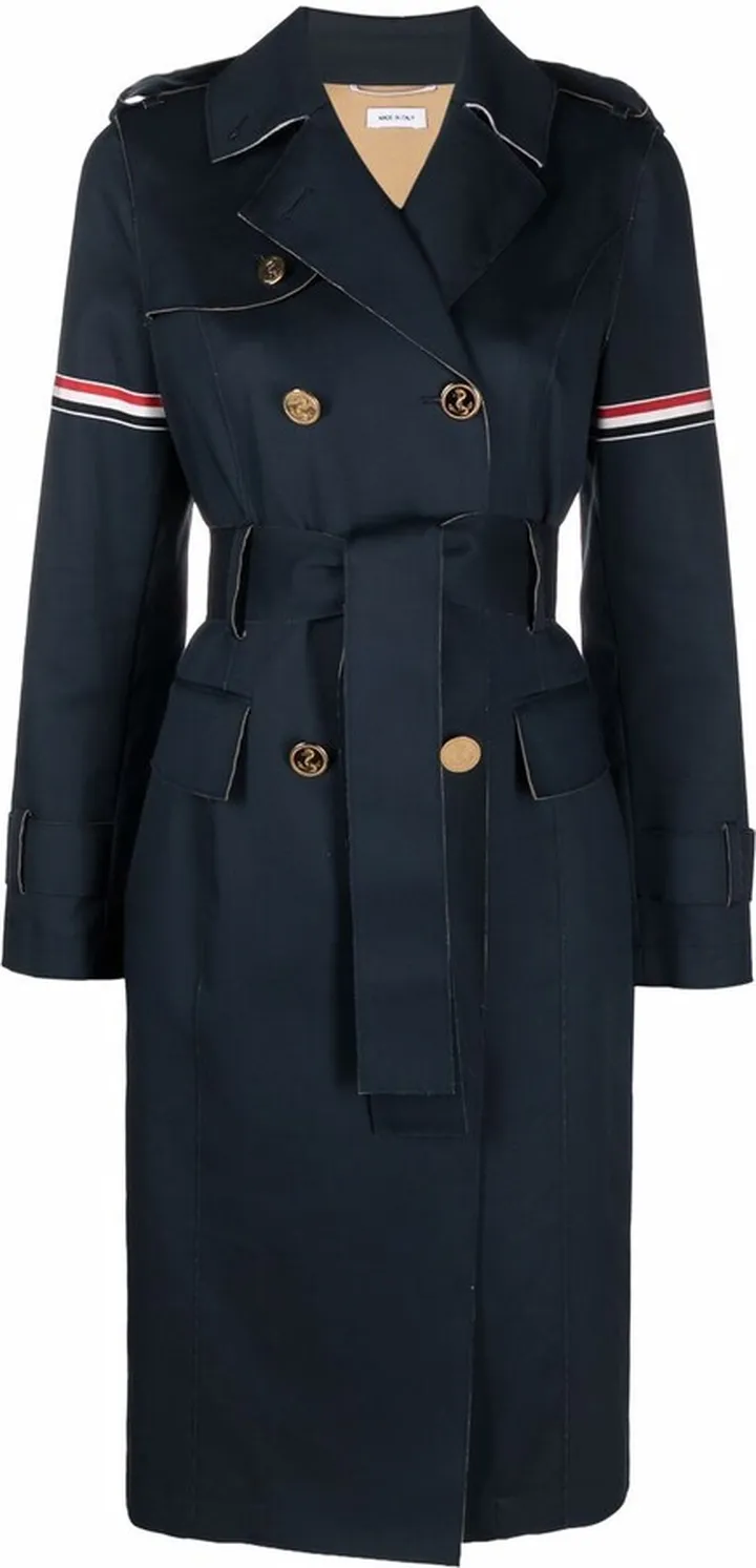 RWB-detail belted trench coat