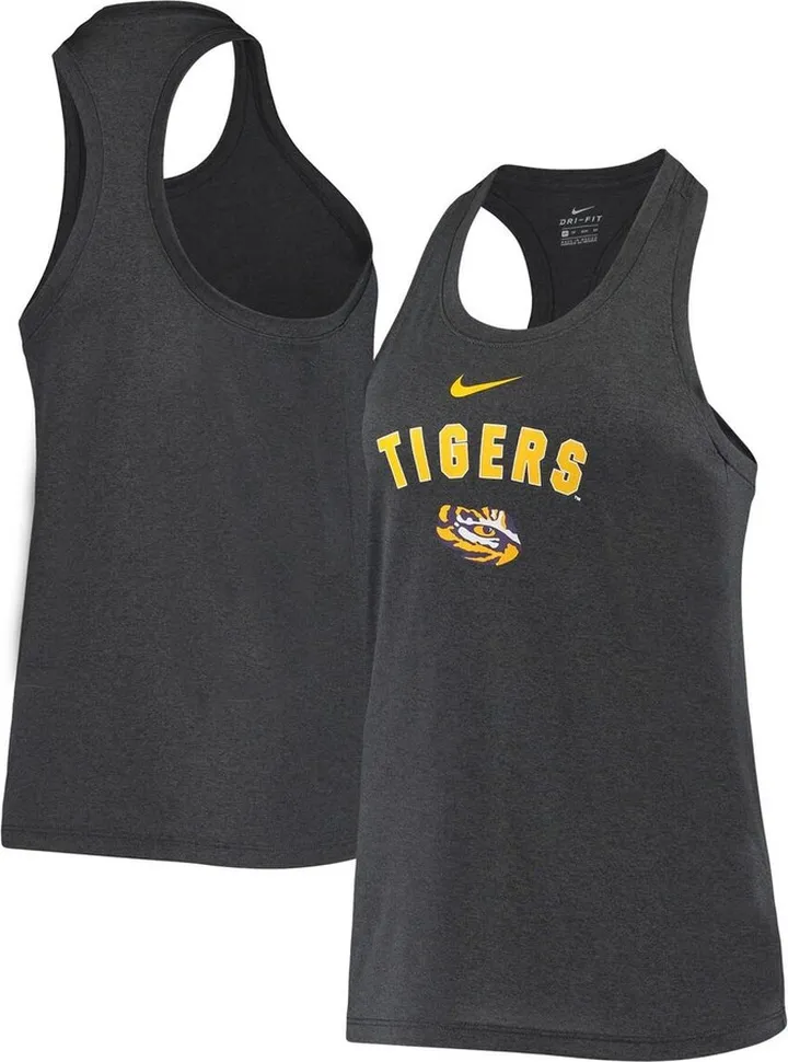 Women's Nike Anthracite Lsu Tigers Arch and Logo Classic Performance Tank Top