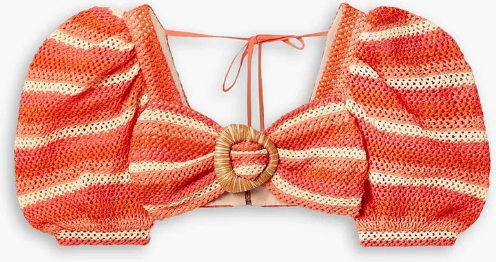 Cropped striped crocheted top