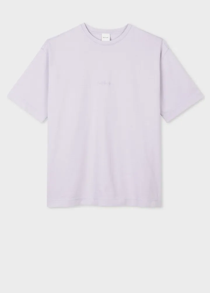 Lilac Garment-Dye Embroidered Logo T-Shirt