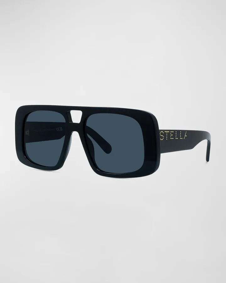 Oversized Logo Acetate Aviator Sunglasses