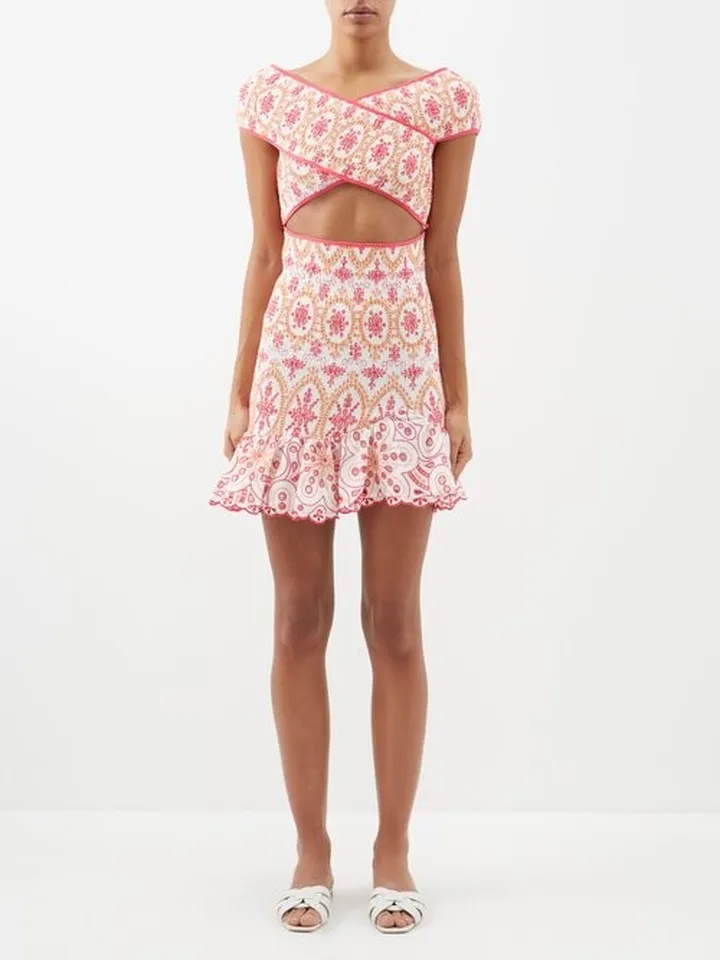 Neila Embroidered Cotton-blend Mini Dress