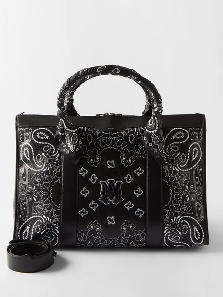 Bandana Paisley-embroidered Leather Holdall