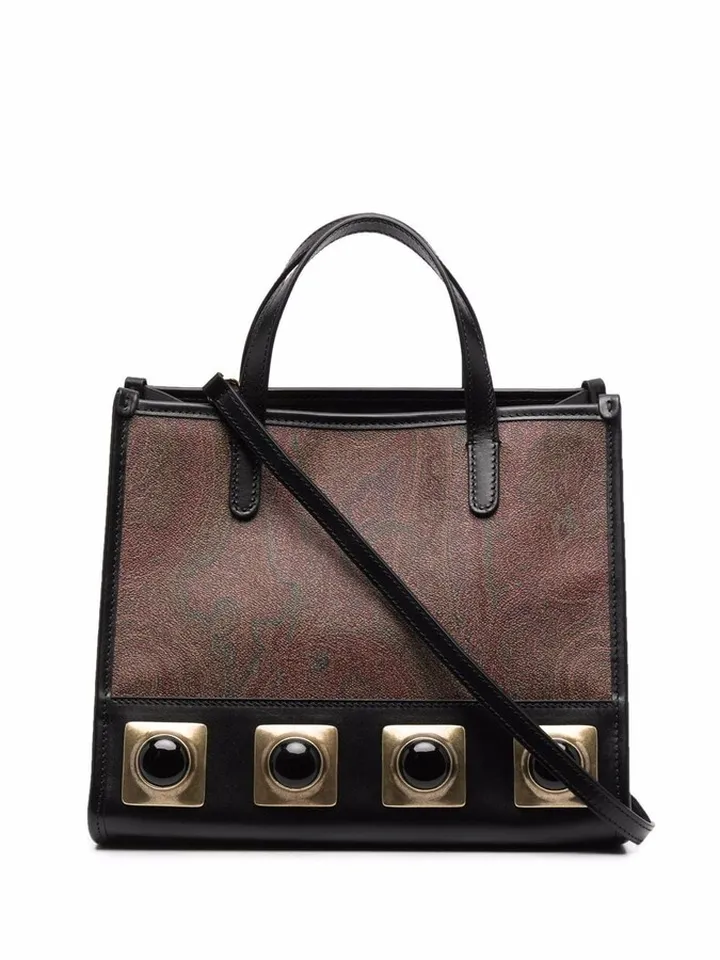 Paisley-Print Studded-Detail Tote