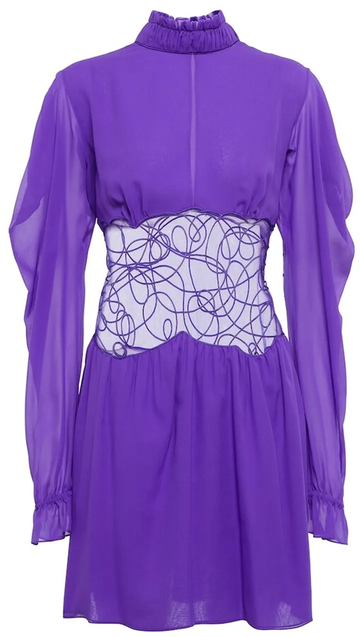 Silk embroidered minidress