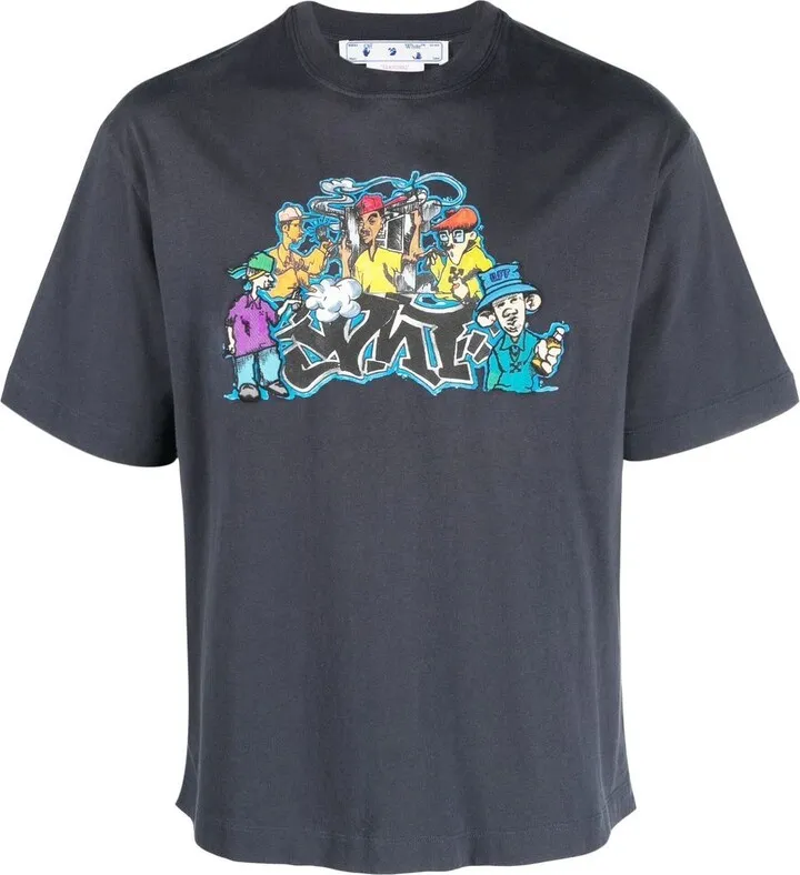graffiti-print short-sleeved T-shirt