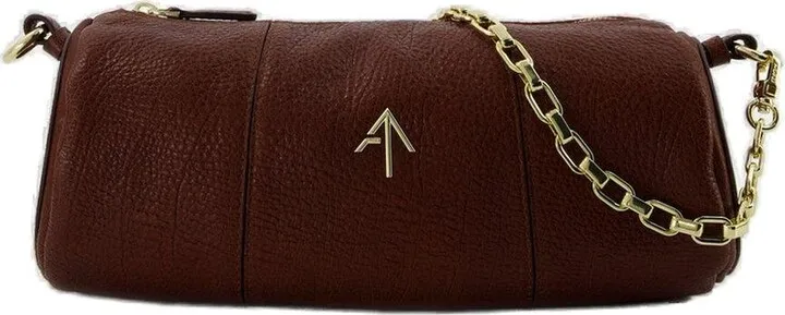 Manu Atelier Cylinder Logo Plaque Shoulder Bag