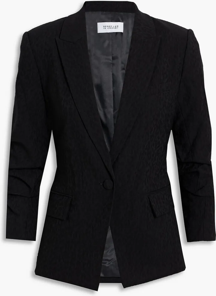 Ruched leopard-jacquard blazer