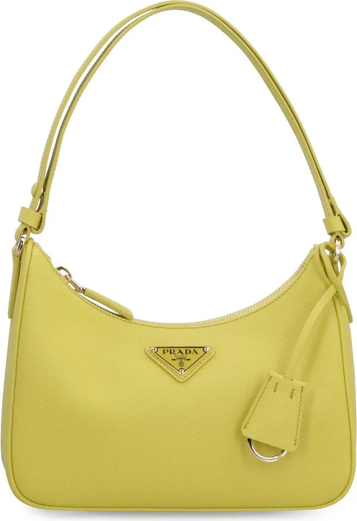 Prada Logo Plaque Zipped Shoulder Bag