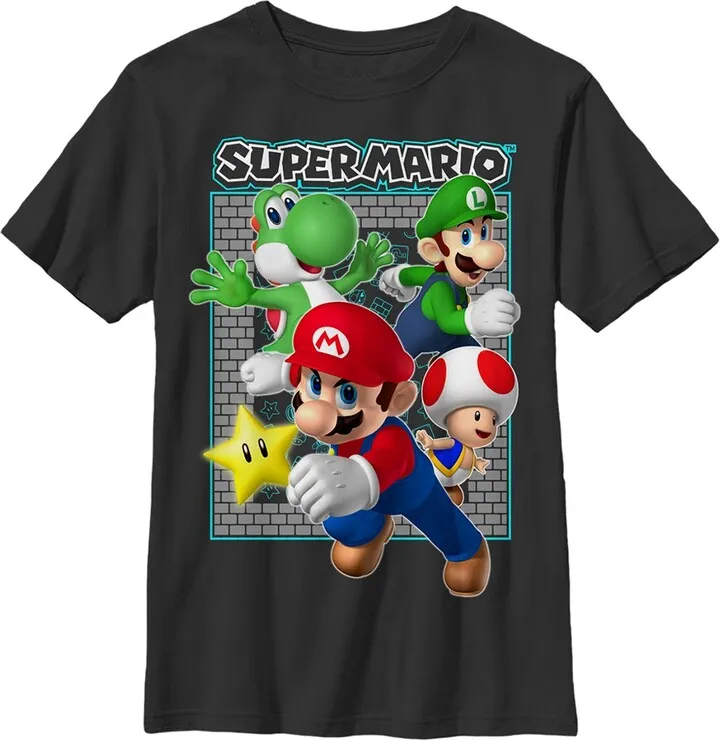 Boy's Nintendo Super Mario Brick T-Shirt - Black - Small