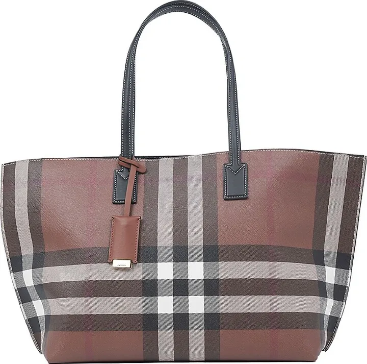 Medium Check Leather Tote Bag