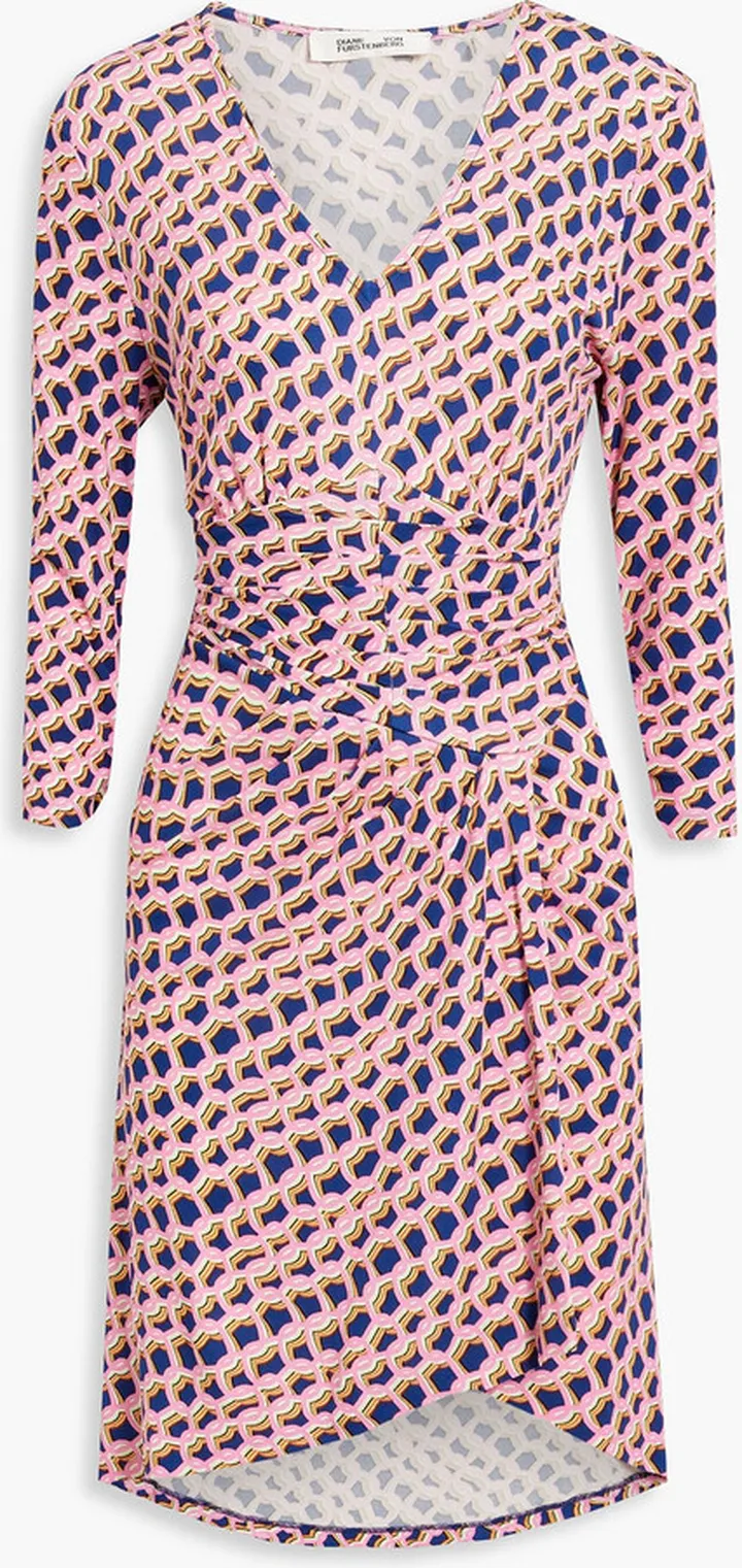 David ruched printed jersey dress
