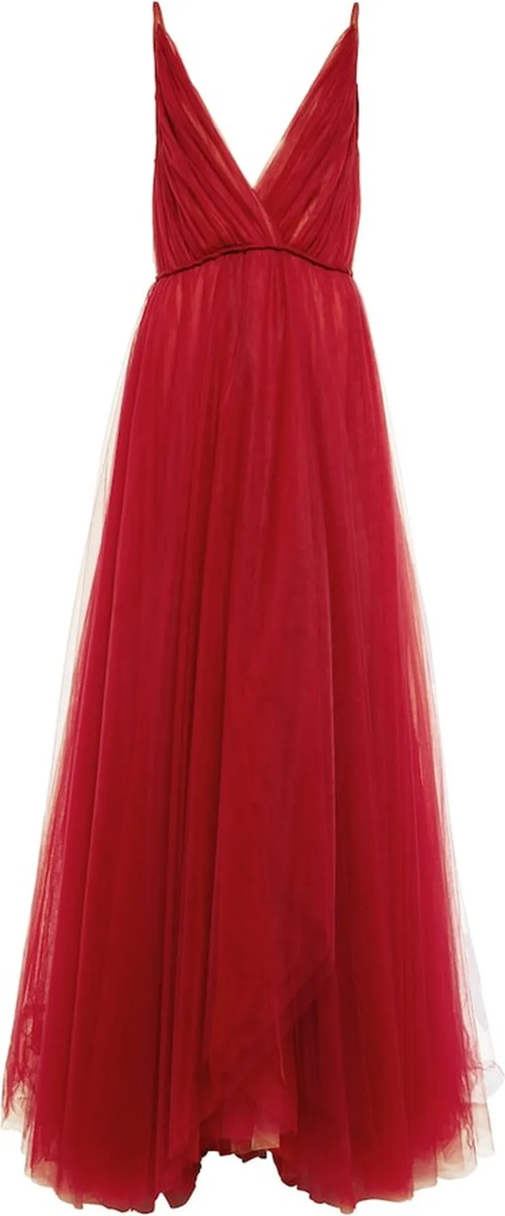 V-neck layered tulle gown