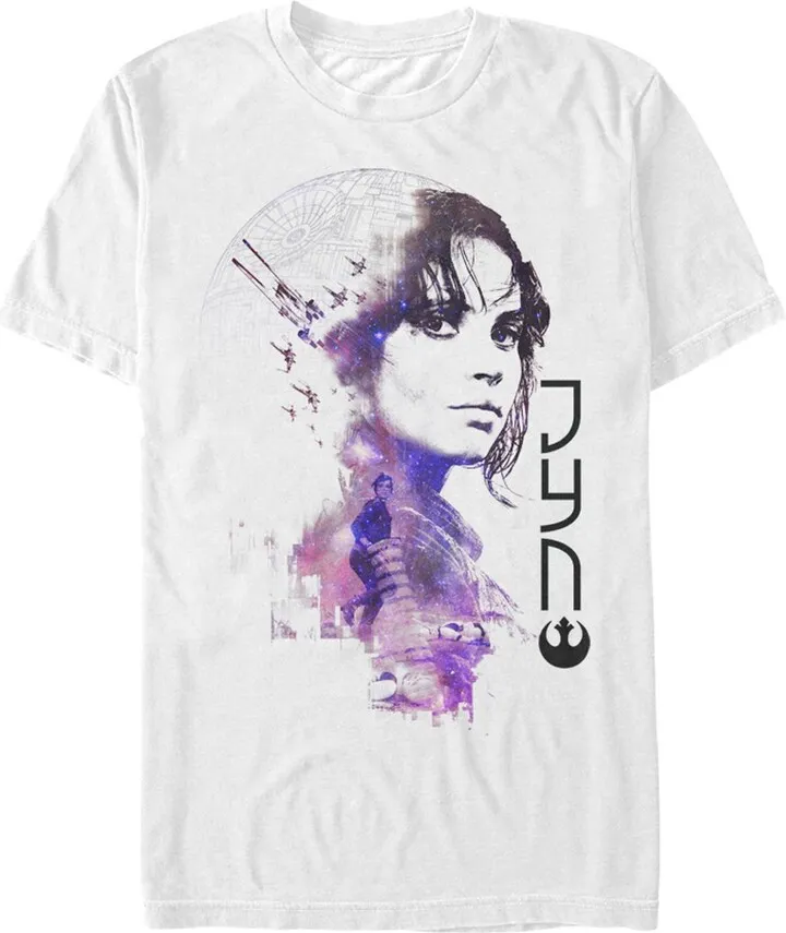 Men's Star Wars Rogue One Jyn Fade Death Star T-Shirt - White - X Large