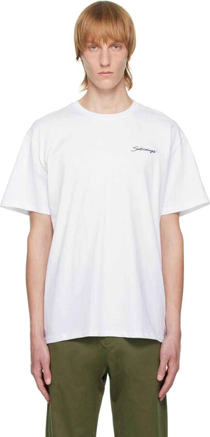 Saturdays NYC White Embroidered T-Shirt