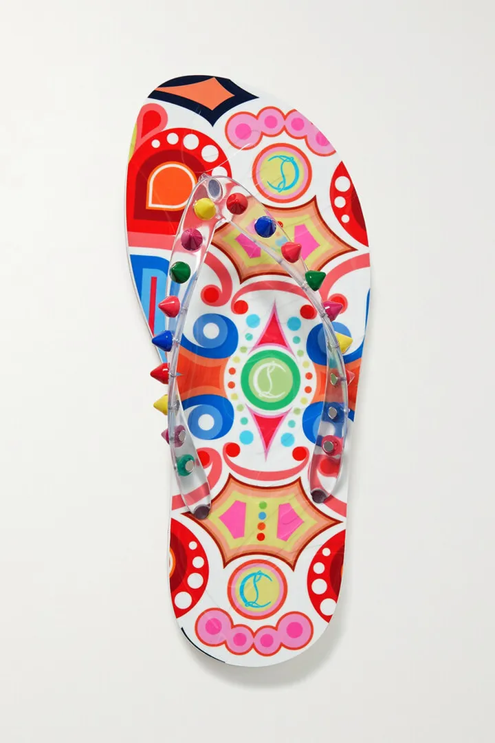 Christian Louboutin - Loubi Flip Spiked Pvc Flip Flops - White