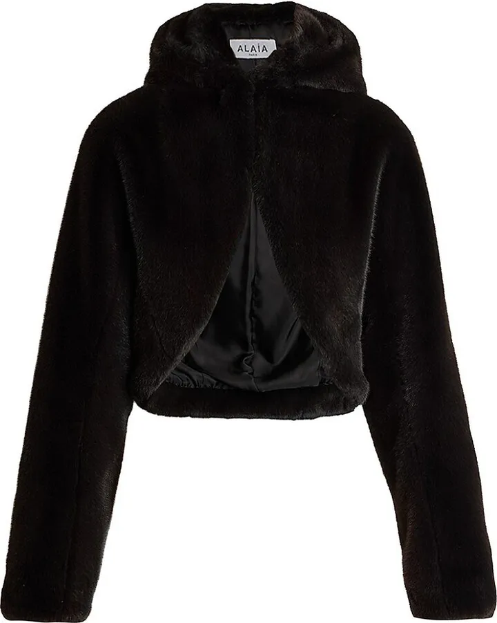 Faux Fur Hooded Bolero Jacket