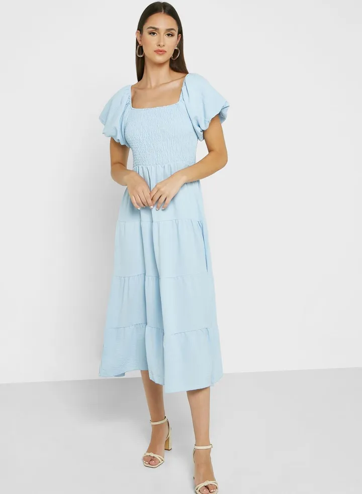 Puff Sleeve Tiered Dress