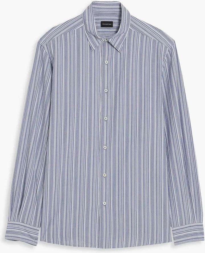 Striped cotton-jacquard shirt