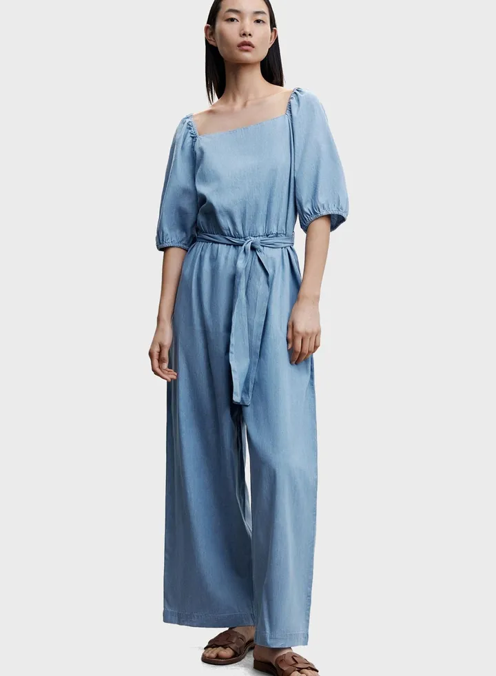 Puff Sleeve Tie Detail Jumpsuit
