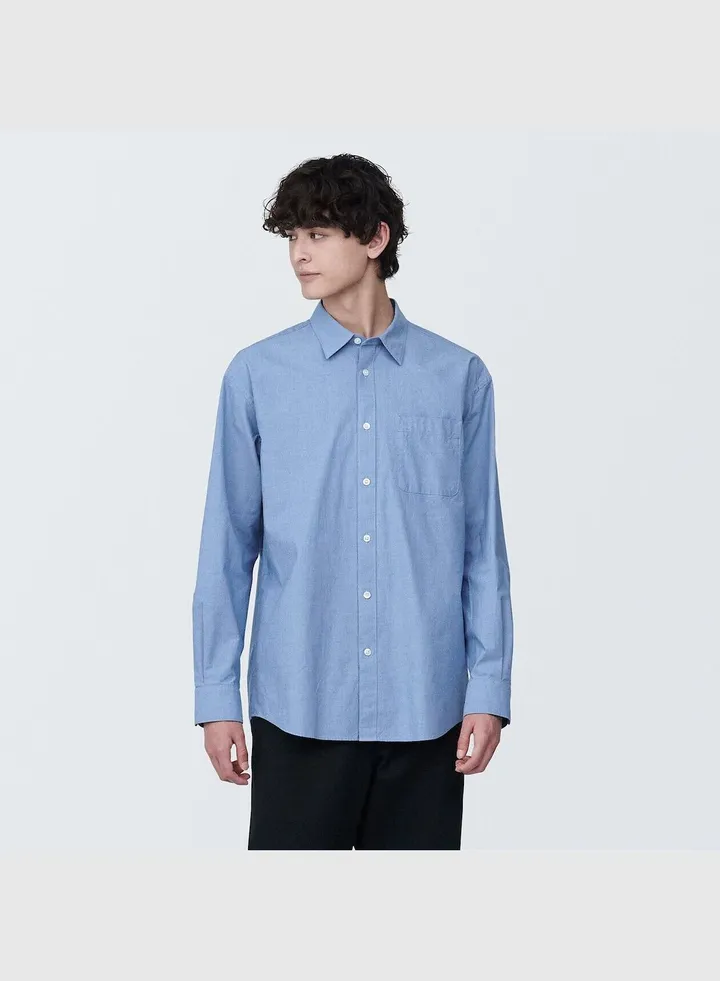 Washed Broadcloth Long Sleeve Shirt for Men