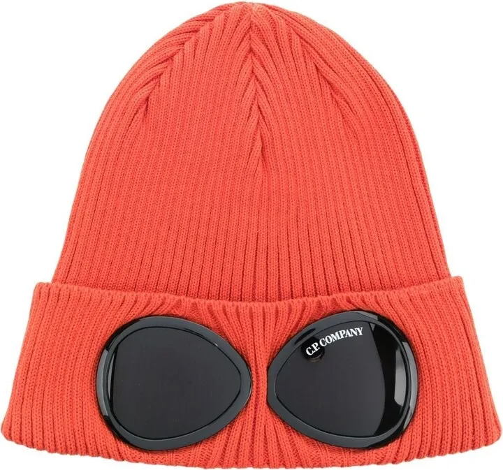 Goggles ribbed-knit beanie hat