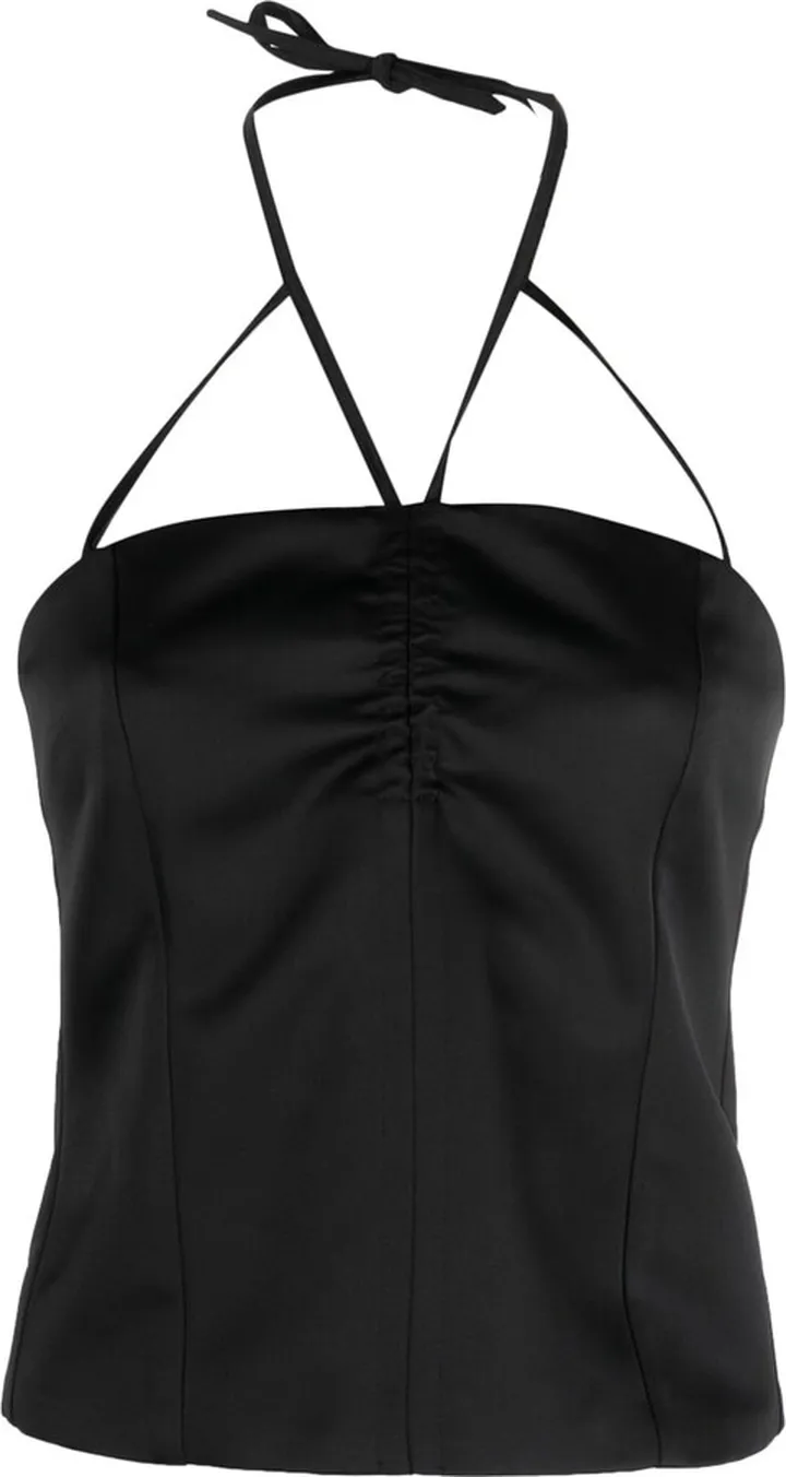Ruched-Detail Zip-Up Halterneck Top
