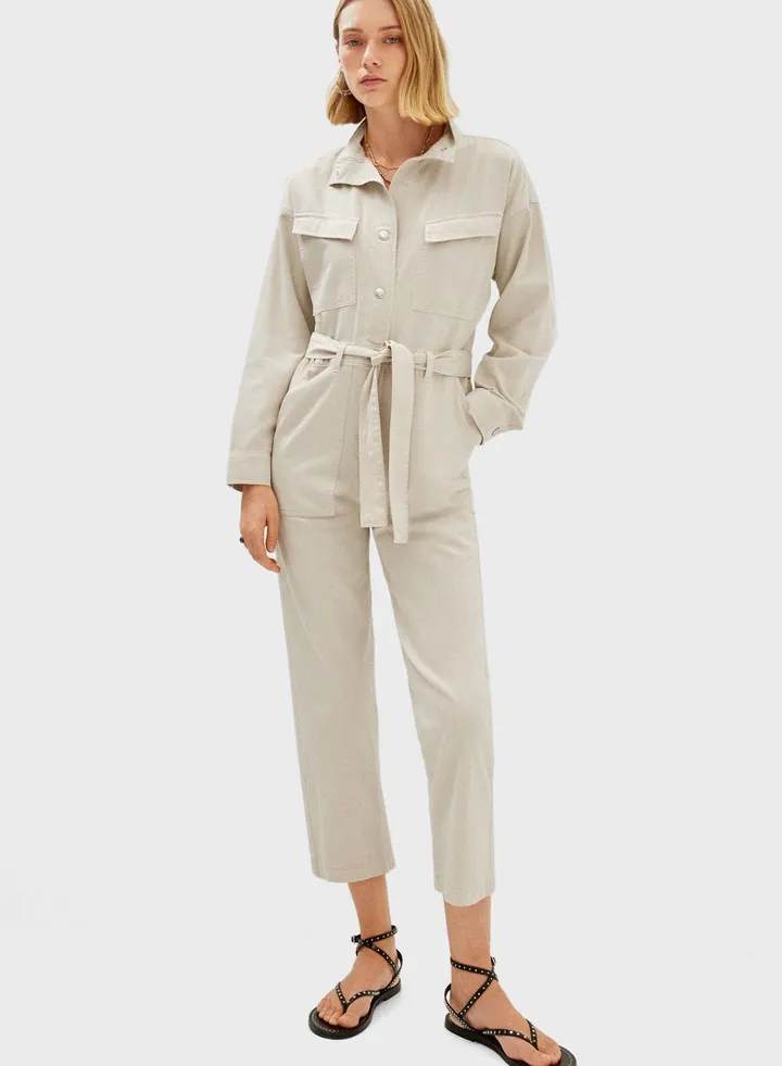 Belted Denim Jumpsuit