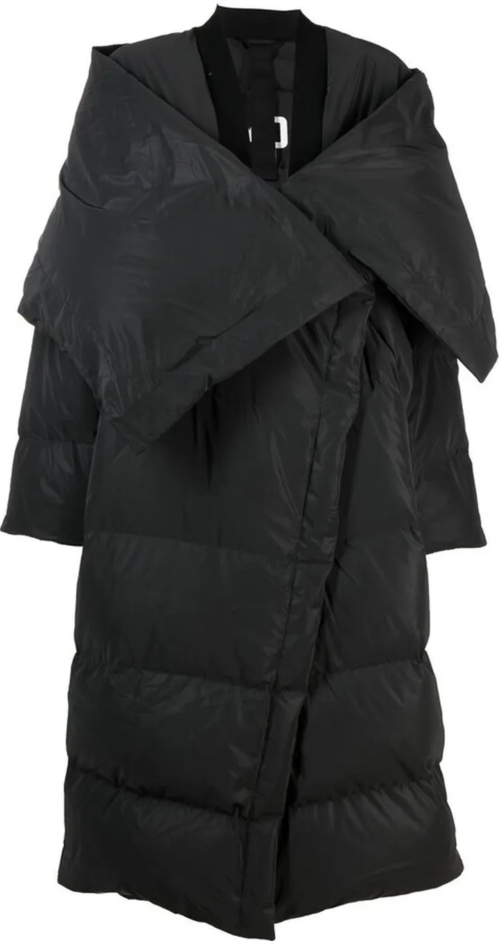 Wrap-Scarf Long Puffer Coat