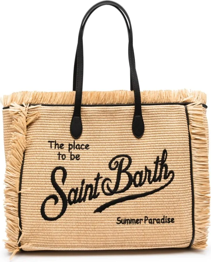 Vanity interwoven-straw tote bag