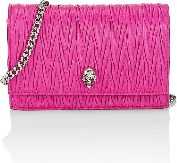 Mini Skull Ruched Leather Shoulder Bag