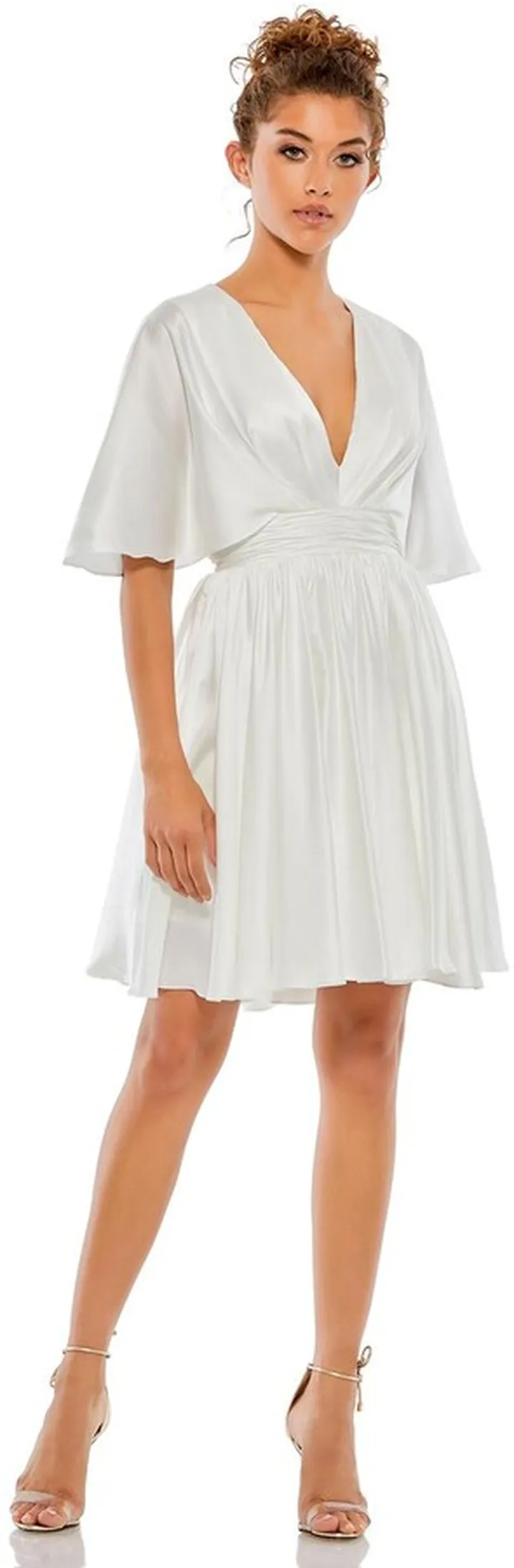 Satin Flowy Cape Sleeve Mini Dress