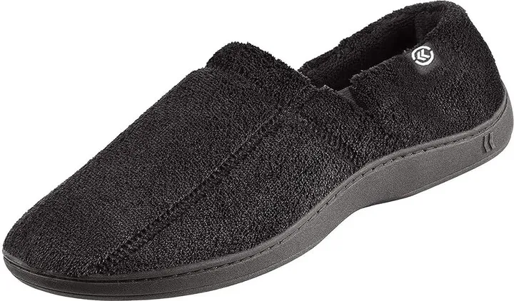 Isotoner Men's Microterry Slip On Slipper (Black) Men's Slippers