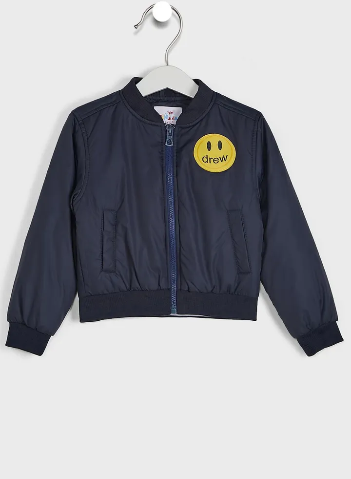 Girls Badged Baseball Collar Jacket