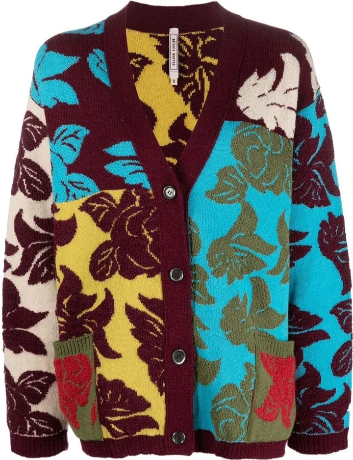 intarsia-knit V-neck cardigan