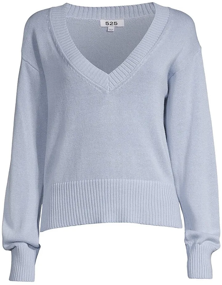 V-Neck Cotton-Blend Sweater