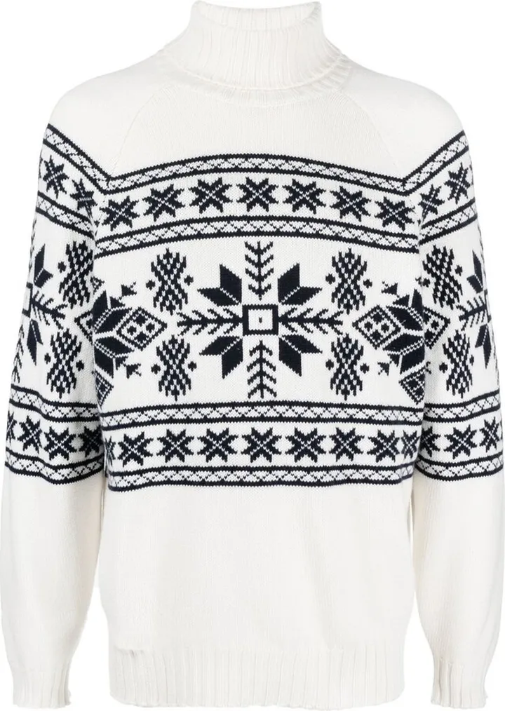 White Jacquard Cashmere Sweater
