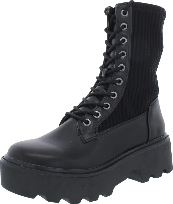 Tarnyin Womens Leather Lug sole Combat & Lace-up Boots