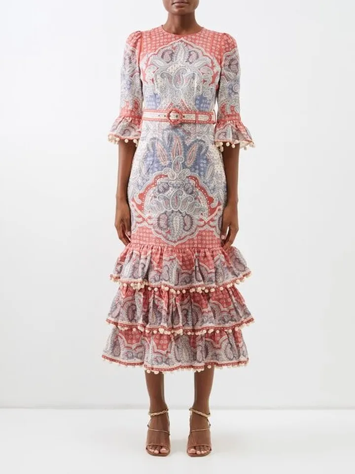 Vitali Paisley-print Tiered Linen-voile Dress