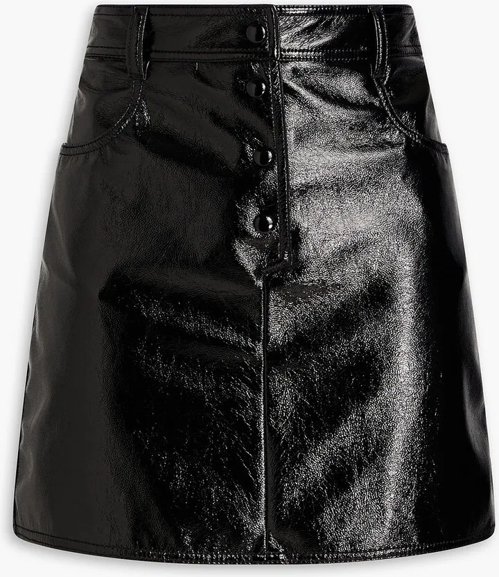 Crinkled faux patent-leather mini skirt