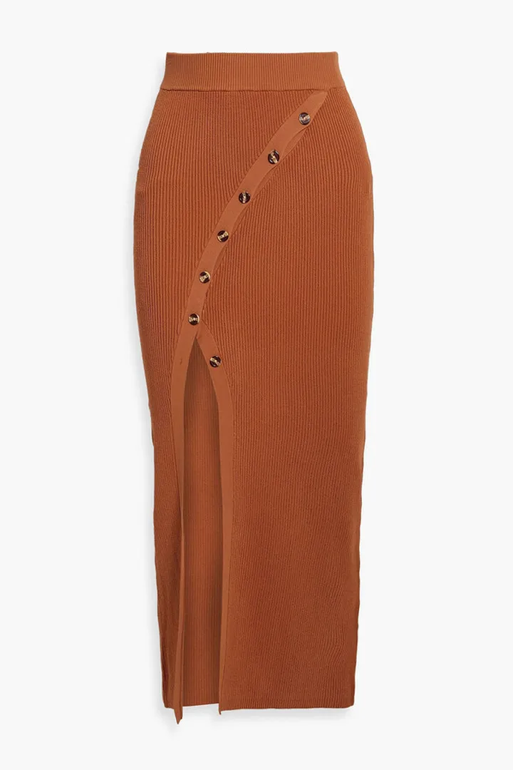 June ribbed-knit midi skirt
