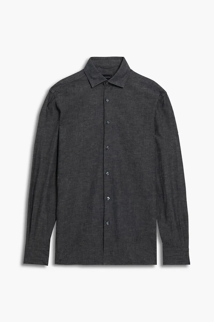 Mélange cotton and linen-blend shirt