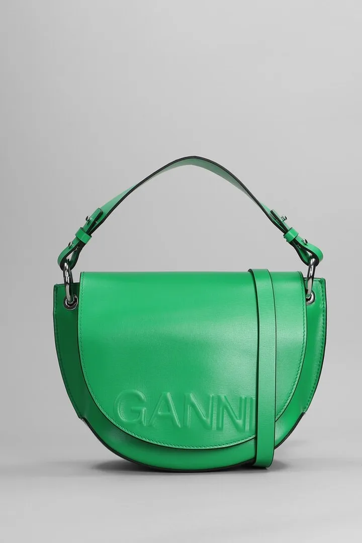 Hand Bag In Green Leather