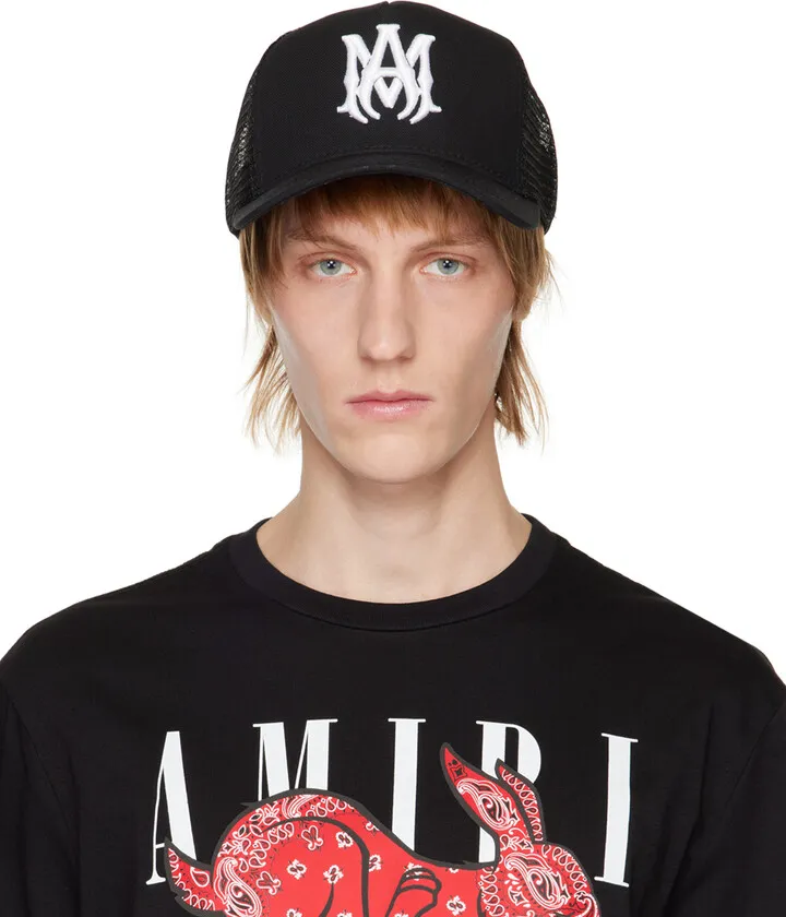 AMIRI Black 'MA' Trucker Cap