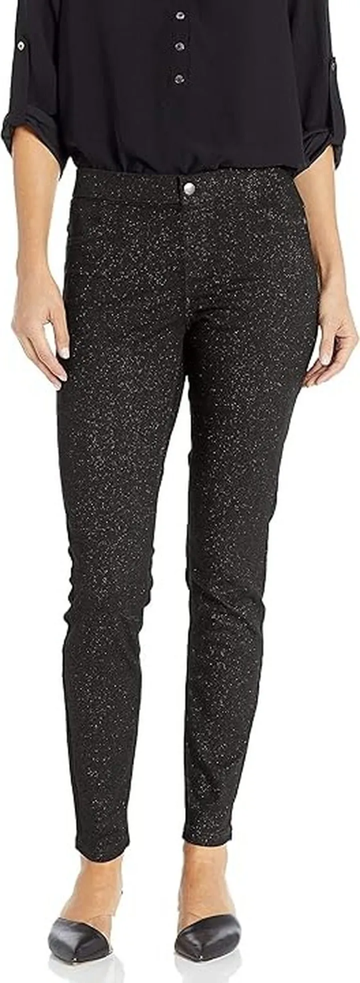 HUE Women's Sparkle Tux Denim Leggings (Black) Women's Casual Pants