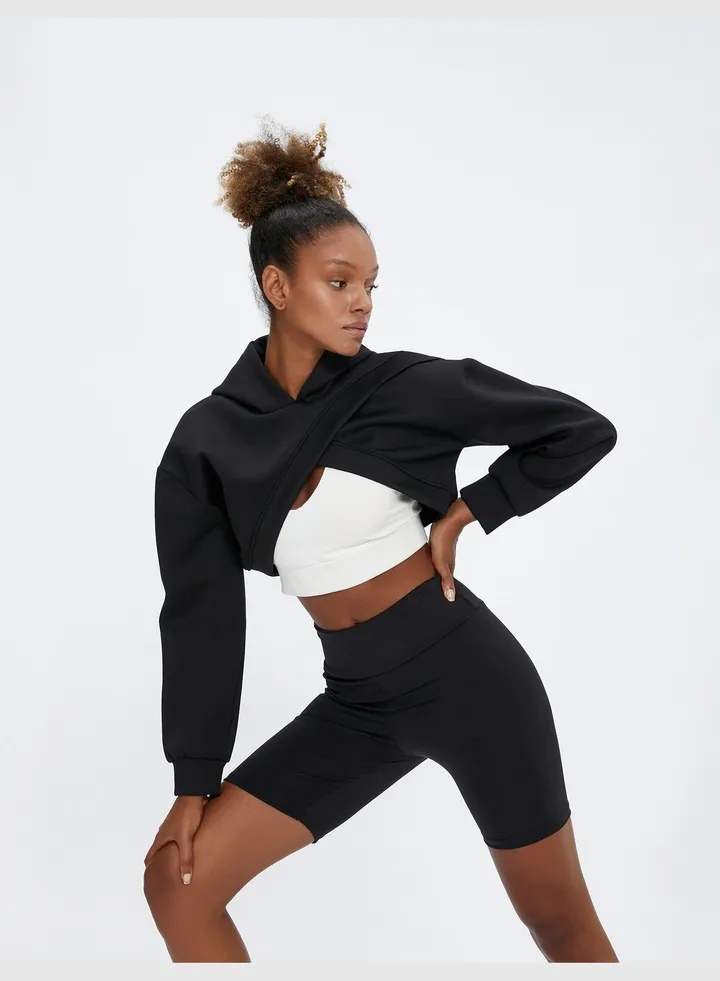 Long Sleeve Crop Ribbed Hoodie