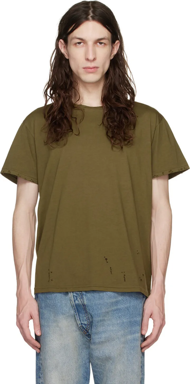 R13 Khaki Destroyed T-Shirt
